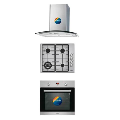 Combo Horno Eléctrico Con Convección + Anafe + Campana Inox Combo Horno Eléctrico Con Convección + Anafe + Campana Inox