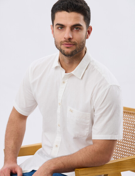 CAMISA LISA DE LINO Blanco