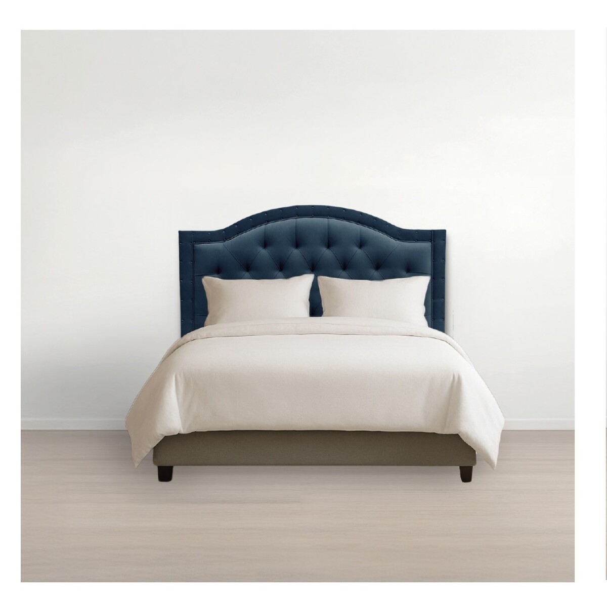 Respaldo Curvo De Sommier Ltc De Madera Forrado En Suede Azul 