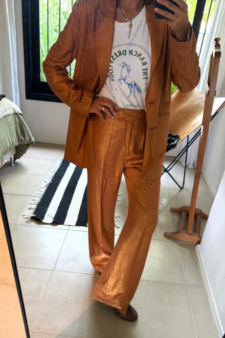 Pantalón Sastre Lurex Terracota