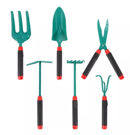 Juego Set de Herramientas Jardín Plástico p/Niños con Valija Verde