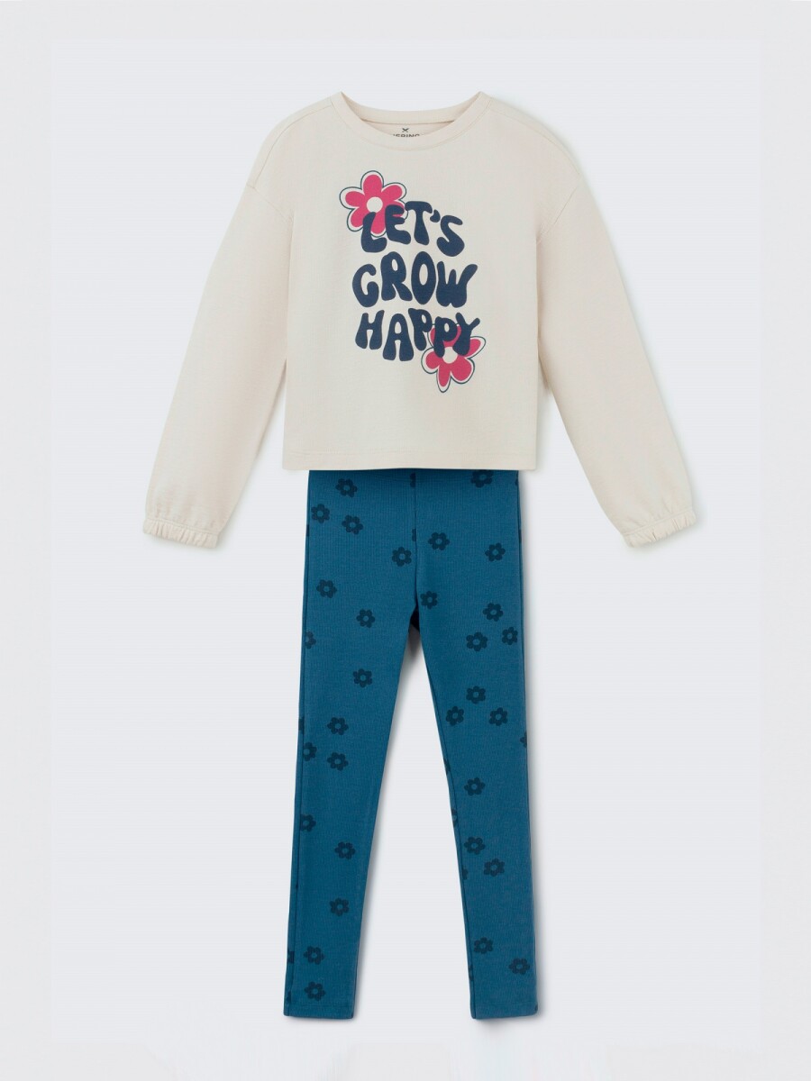 CONJUNTO INFANTIL CON ESTAMPA - BEIGE 