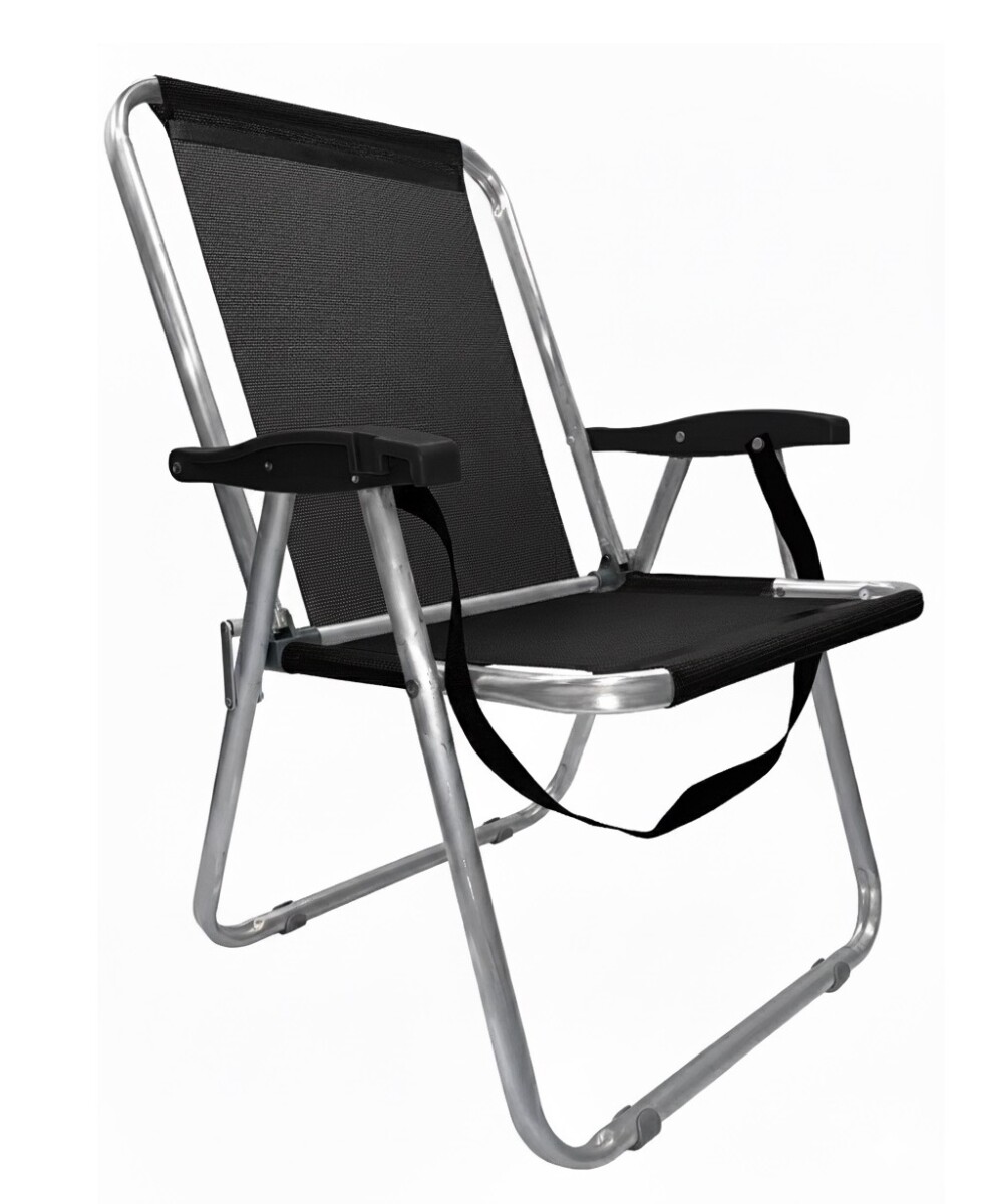 Sillón Alto playa en Aluminio c/ Correa Reforzado Hasta 140 Kg Max - NEGRA 
