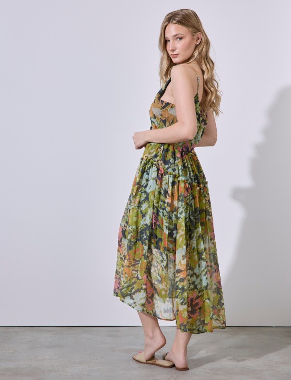 Vestido Gasa Printed MULTI/VERDE