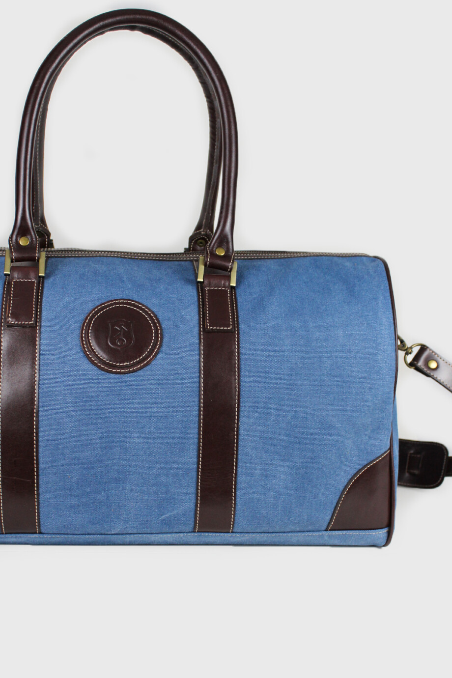Bolso Cuero y Lona Federico Azul