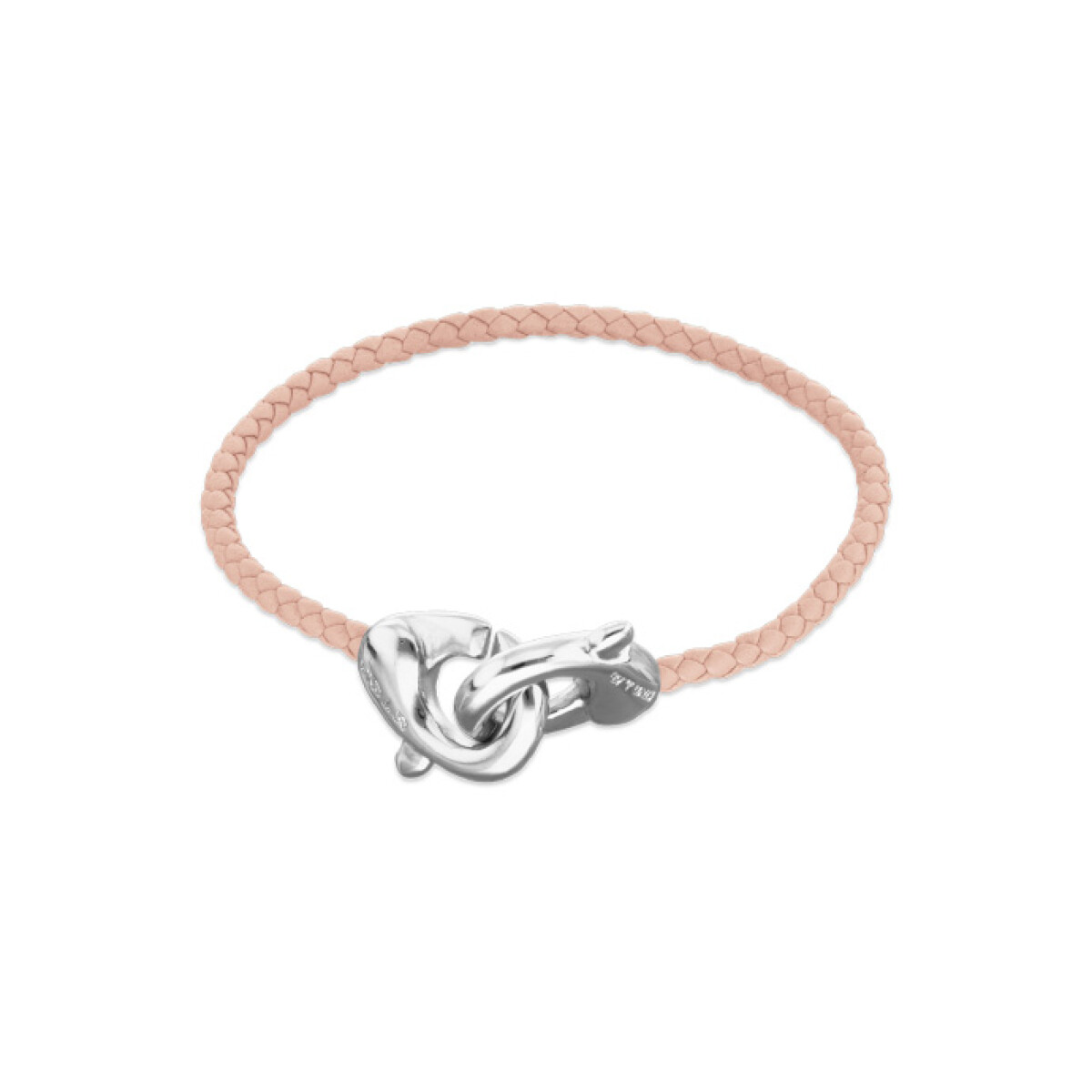 PULSERA DE CUERO ROSA CON MOSQUETÓN ENTRELAZADO BAÑADO EN PLATA - Pulsera 