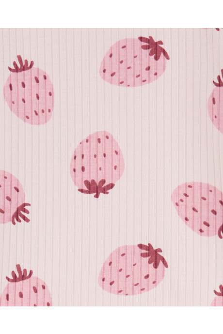 Body de algodón acanalado, manga larga, diseño frutillas Sin color