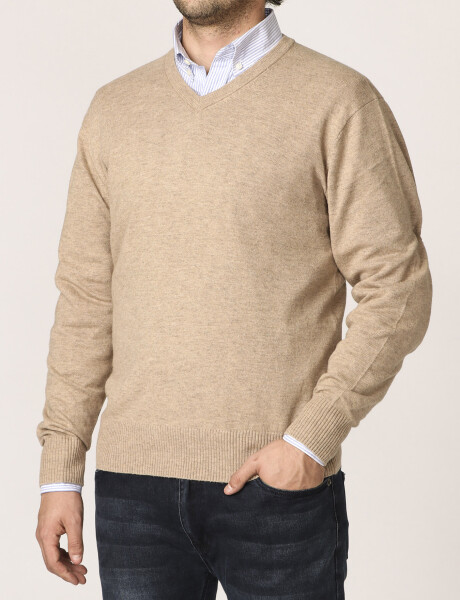 470318 SWEATER V HARRINGTON LABEL Beige