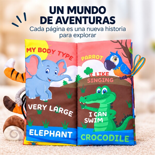 Libro Sensorial de Tela para Bebé con Colas y Texturas Azul 1