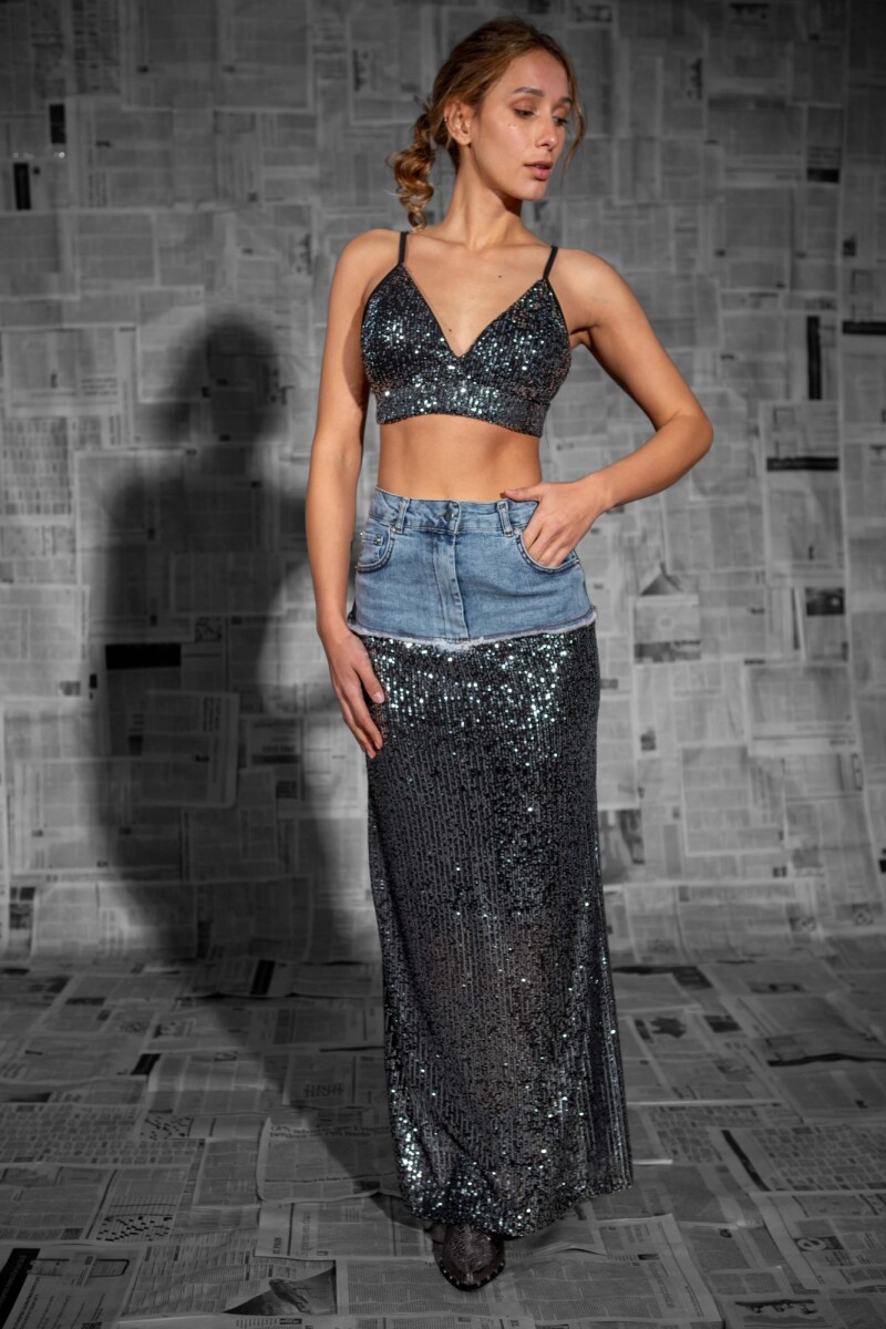Falda Brishi - Negro plata 