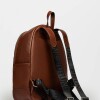 Mochila Urban En Cuero Liso Satinado Tabaco
