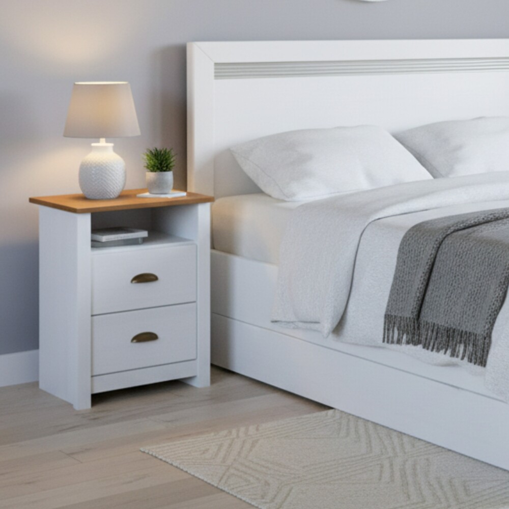 Mesa de Luz - Madera maciza - Linea Colonial Blanca