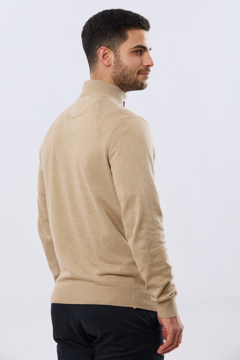 BUZO TEJIDO MEDIO CIERRE - Beige 
