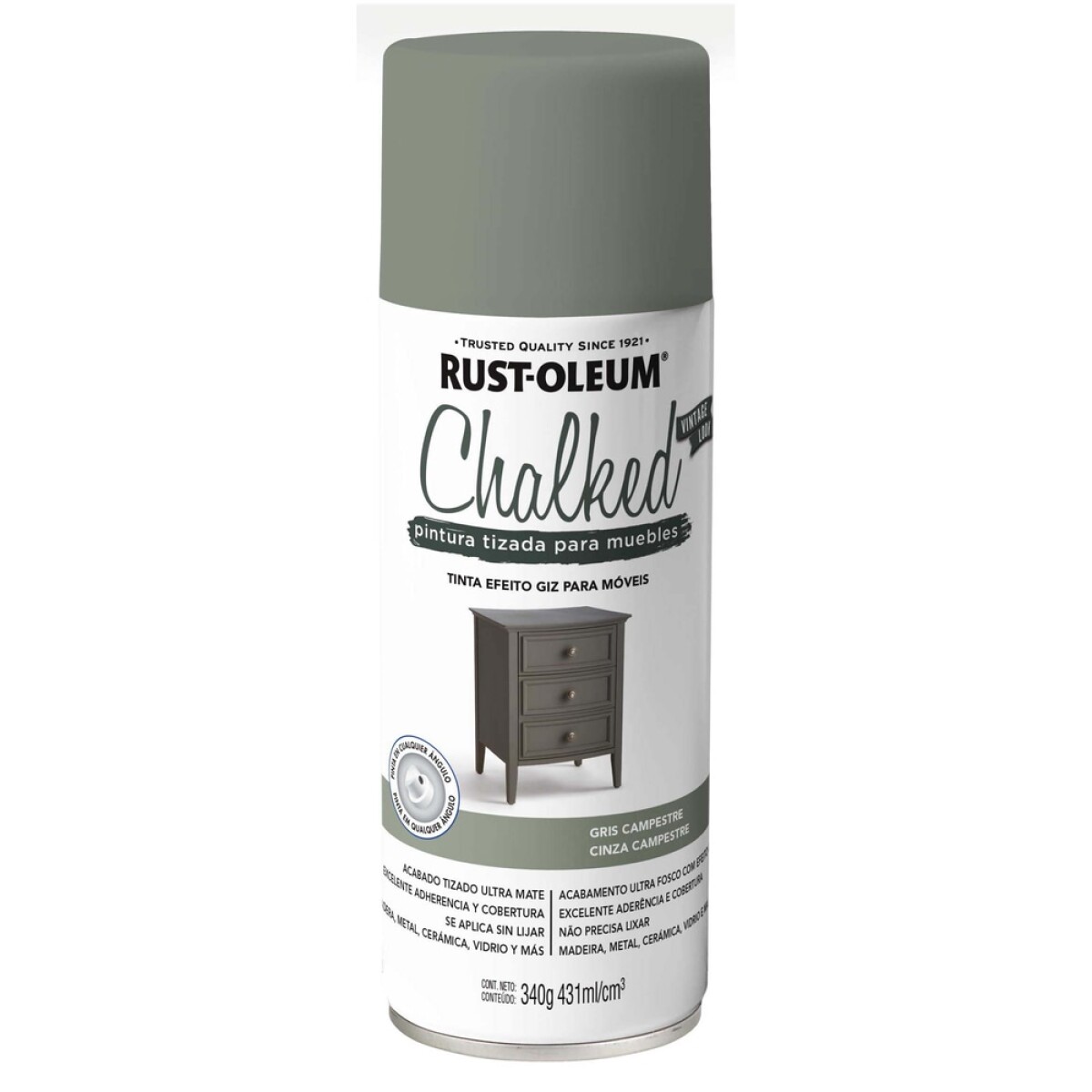 Chalked Pintura Tizada en Aerosol 340gr - Gris Campestre 