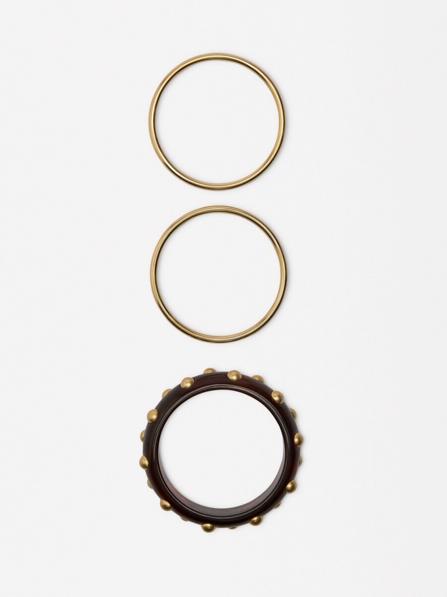 Set De Pulseras Efecto Piedra marron