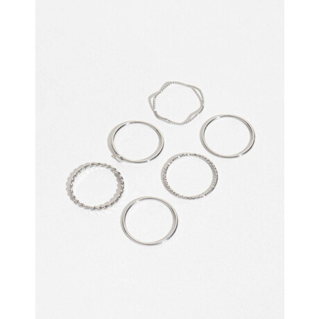 Anillos Set Metal Delicado Plateado Rodio