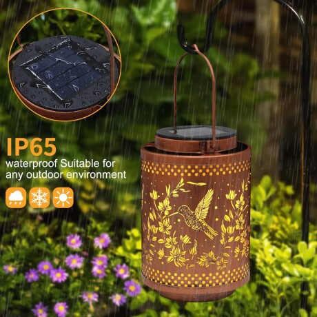 Lámpara Farol Solar Metal 8-10 Hs Autonomía Patio Jardín Colibrí 2