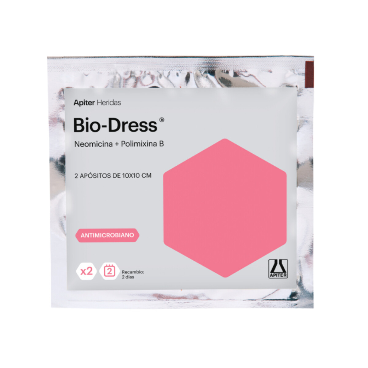 Apósitos Antisépticos Bio-Dress 10 x 10 cm 2 Unidades - Apiter 