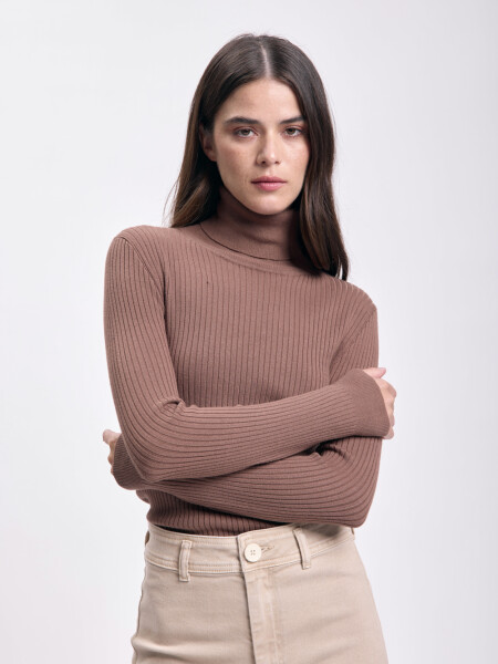 Polera punto larga Beige