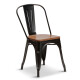 Silla Tolix asiento en madera vintage NEGRO MATE