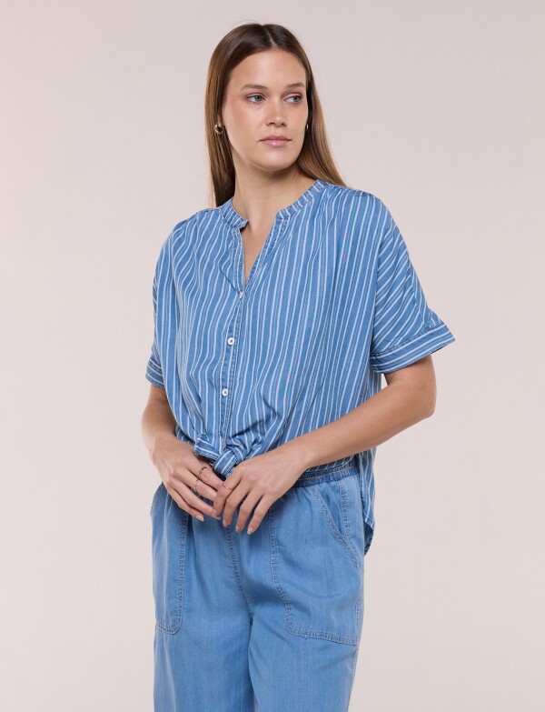 Blusa Lyocell Con Nudo AZUL