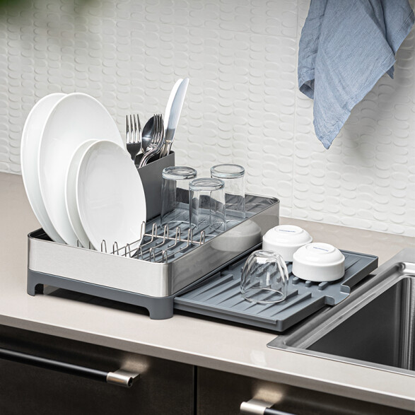 Escurridor para platos con bandeja acero inox gris TF1616