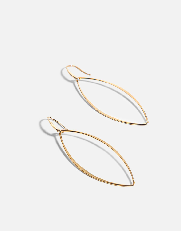 Aros Colgantes Largos Metal Aros Largos Ovalados - Dorado