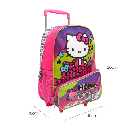Mochila Infantil Hello Kitty C/carro 40cm Rueditas Marron