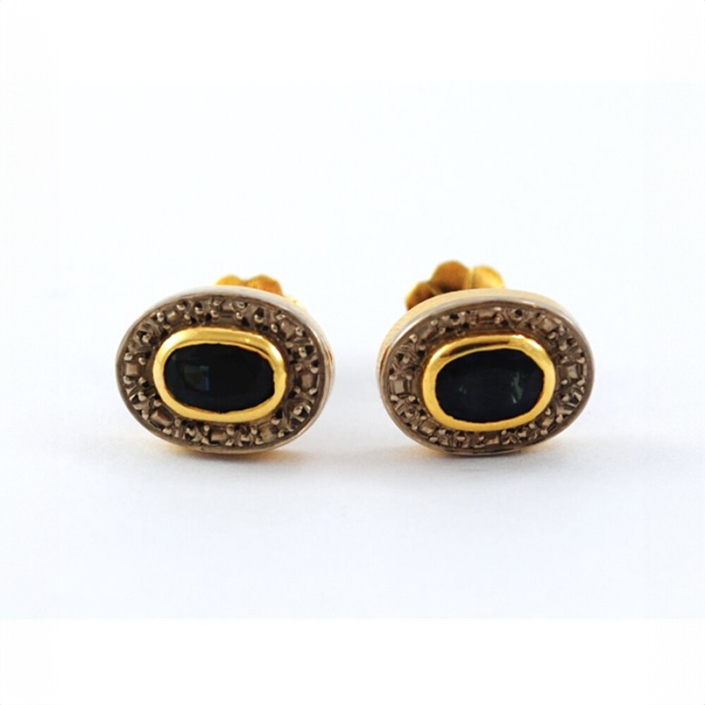 Caravanas Oro 18K Y Zafiro Caravanas Oro 18K Y Zafiro