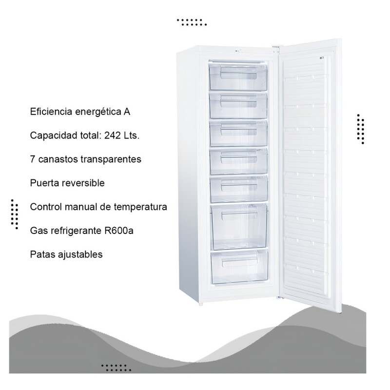 Freezer Vertical Frio Humedo Enxuta Fvenx22242 242l 7canasto Color Blanco Freezer Vertical Frio Humedo Enxuta Fvenx22242 242l 7canasto Color Blanco