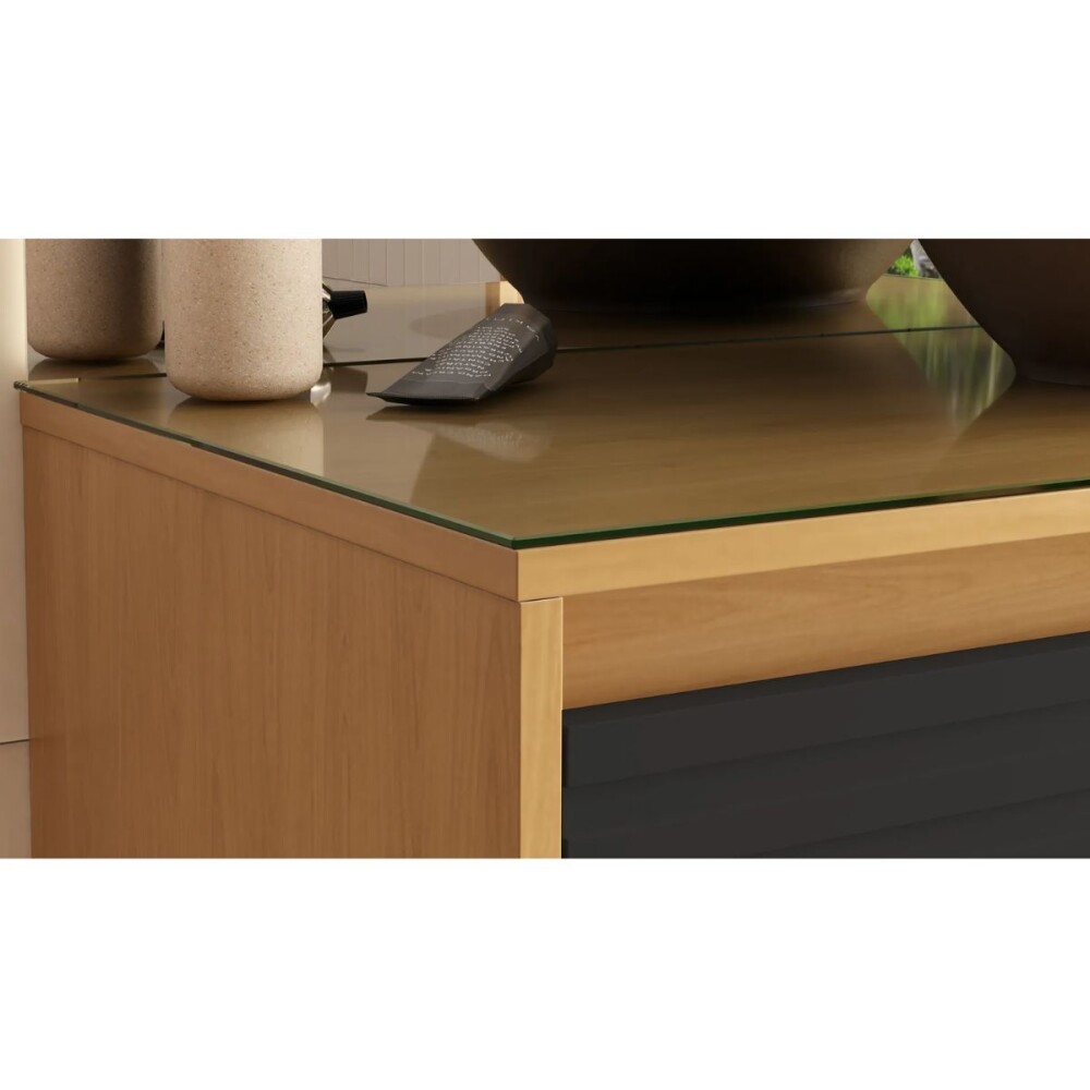 Mueble de baño suspendido Osaka Negro con tapa de vidrio sin bacha Mueble De Baño Suspendido Osaka Negro Con Tapa De Vidrio Sin Bacha