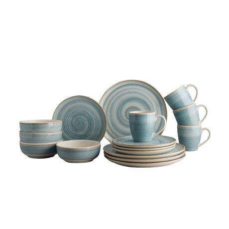 Juego de Vajilla 16 Piezas Caoba Azul Loza Juego de Vajilla 16 Piezas Caoba Azul Loza