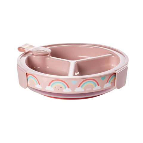 Plato Térmico con Ventosa para Bebé 318 ml ARCOIRIS ROSA
