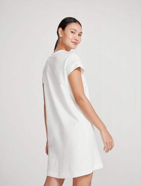 VESTIDO CORTO BÁSICO TEXTURIZADO BEIGE