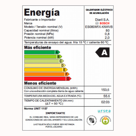 Termotanque Bosch Eso80Mix 80 Litros Acero