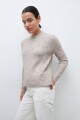 Sweater con perlas y strasses beige melange