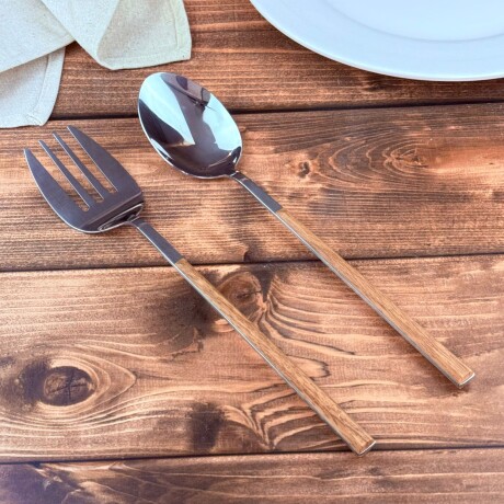 Set de Cubiertos para Ensalada Inox Mango Madera Set de Cubiertos para Ensalada Inox Mango Madera