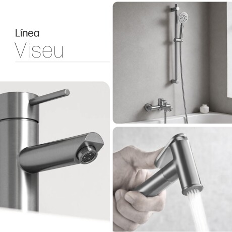Juego Grifería Brush Nickel Con Ducha Higiénica GRIS-BRUSHED NICKEL