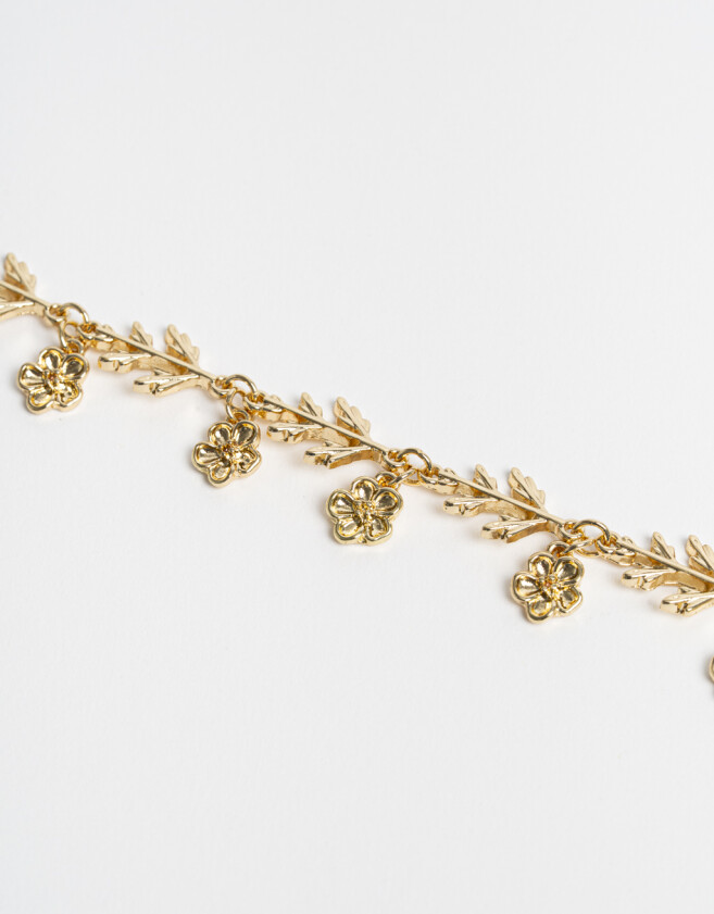Pulseras Flexibles Flores Pulsera Flexible Con Flores - Dorado
