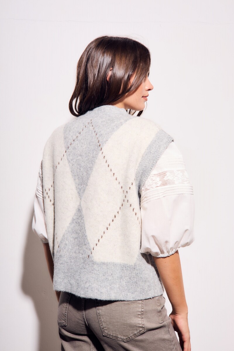 Chaleco Rombos Gris Melange