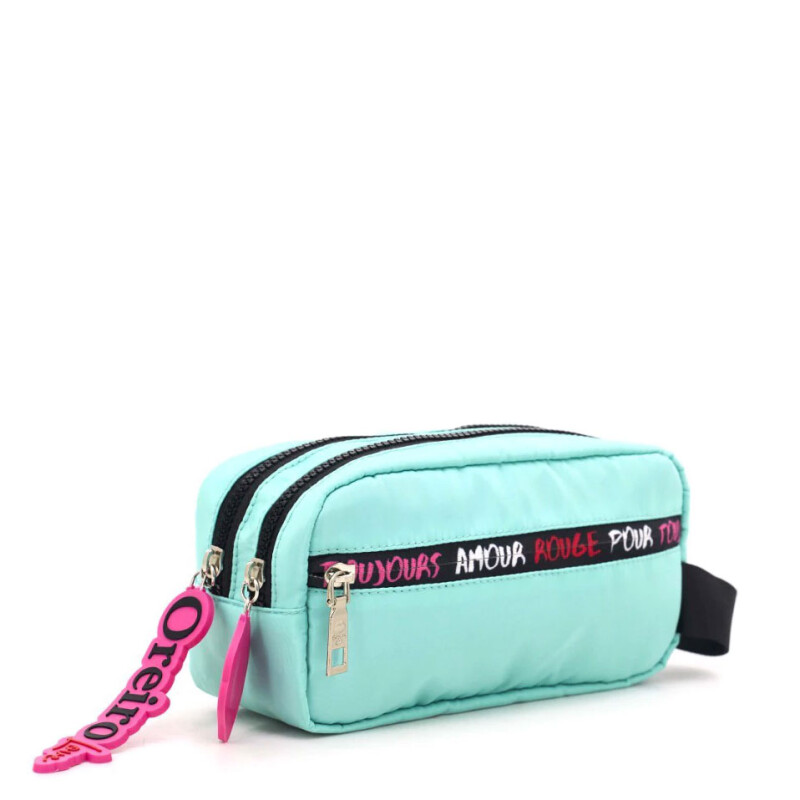 Cartuchera Las Oreiro Love Doble Cierre Verde Agua