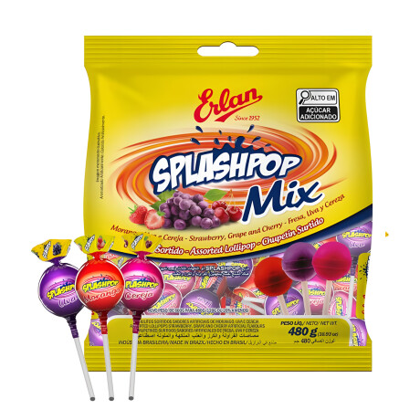 CHUPETIN ERLAN SPLASHPOP MIX FRUTA 480 Grs x40 Unidades CHUPETIN ERLAN SPLASHPOP MIX FRUTA 480 Grs x40 Unidades