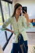 Long Smock Shirt Brocato Verde Agua
