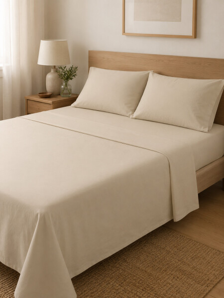 SABANAS JUEGO KING 4 PIEZAS BEIGE