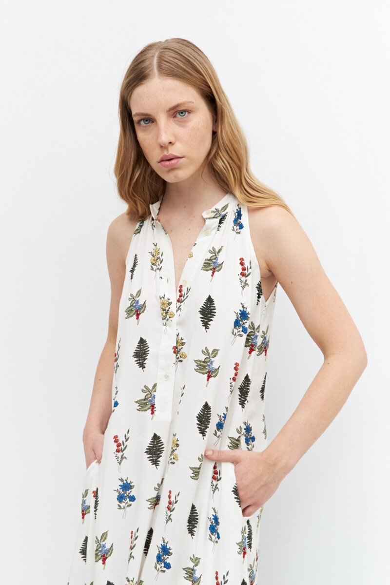 Maxi vestido halter estampado multicolor