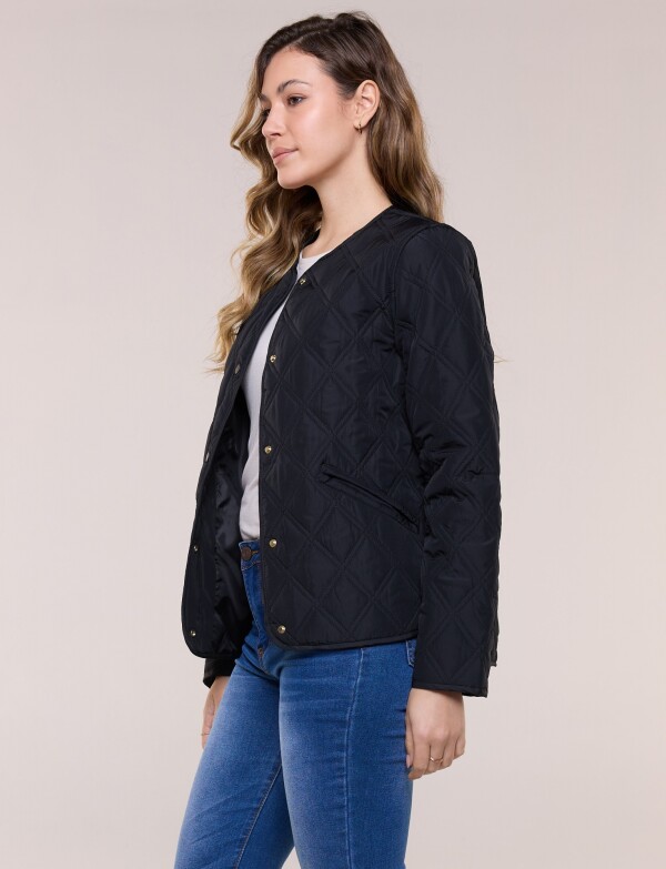 Campera Matelassé Broches A Presión NEGRO