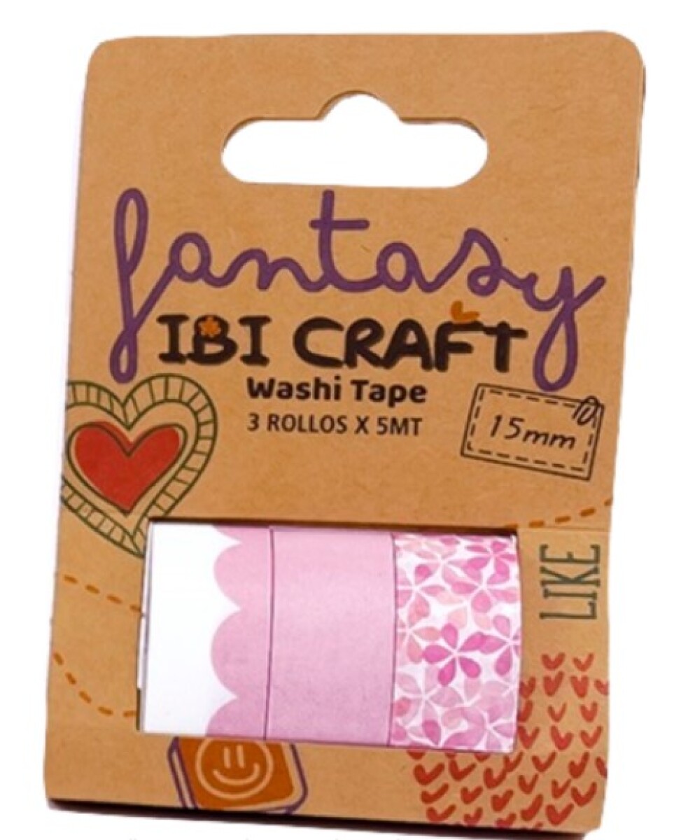 Cinta adhesiva ibi craft pack x 3 tonos tonos rosa - Cinta Adhesiva Ibi Craft Pack X 3 Tonos Tonos Rosa 