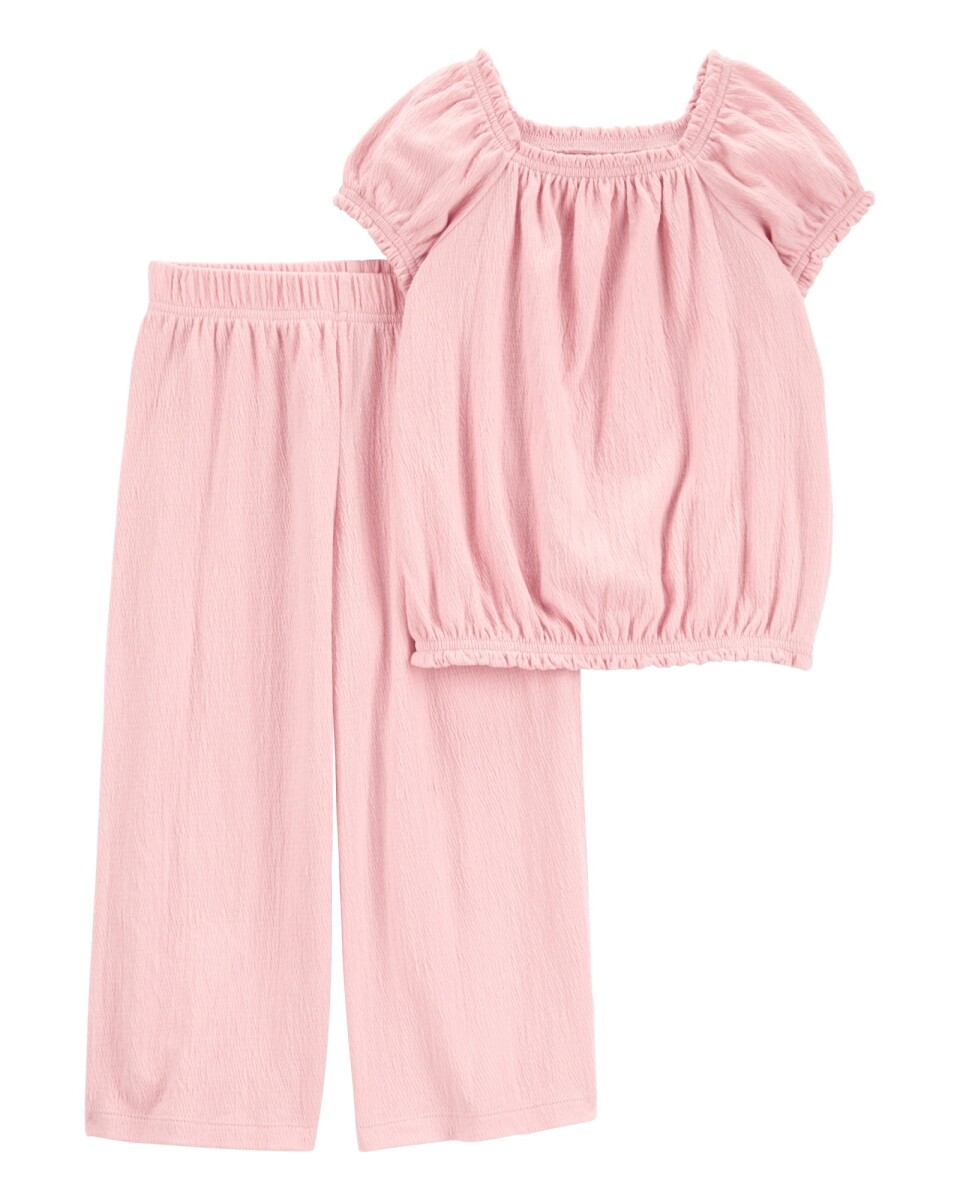Set dos piezas de jersey arrugado, pantalón y blusa 