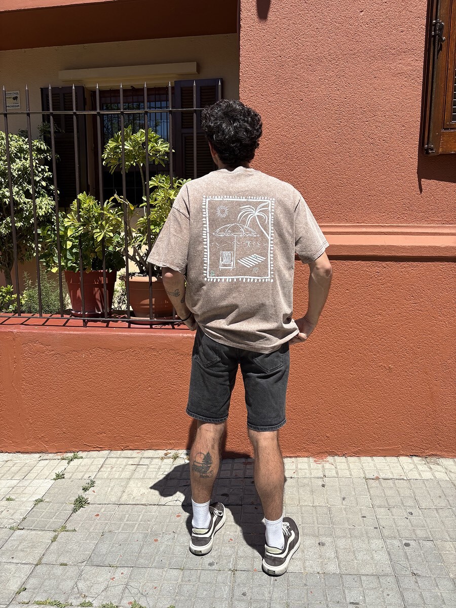 Camiseta Oversize Playa Brixton - Tostado