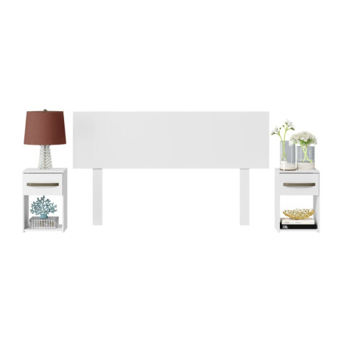 Respaldo de Sommier C/ 2 Mesas de Luz - MDP - BLANCO Respaldo de Sommier C/ 2 Mesas de Luz - MDP - BLANCO